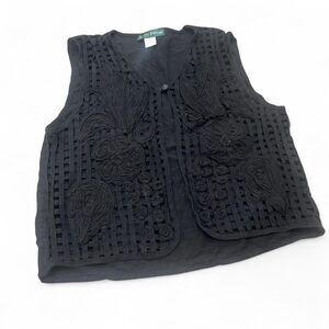 Vintage Minimalist Boho Cotton Embroidered Vest B4
